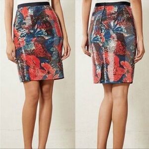 ANTHROPOLOGIE Sugar Fleur Sequin Pencil Skirt
